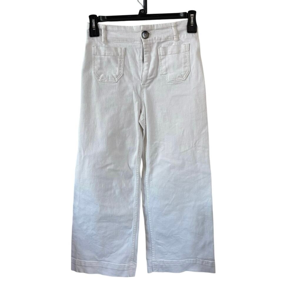 Anthropologie Maeve Colette White Cotton Blend Cropped Wide-Leg Pants Size 26P - Picture 4 of 9